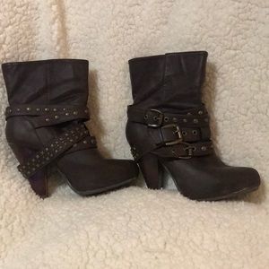 Brown studded booties